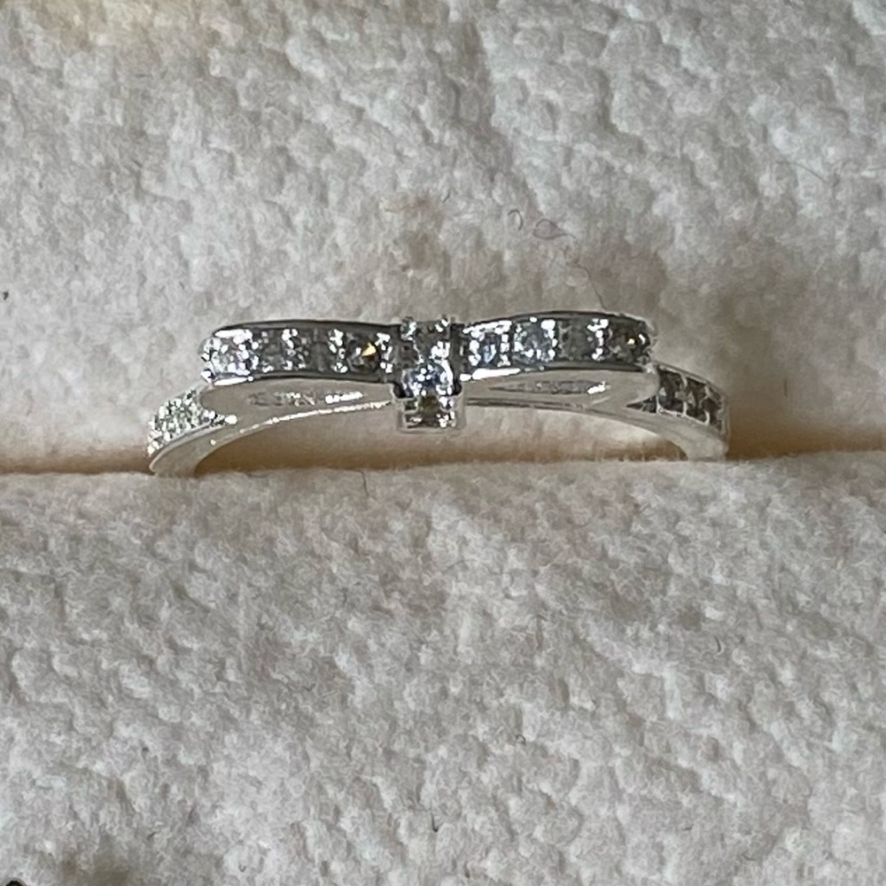 925 sterling silver cz bow ring size 7